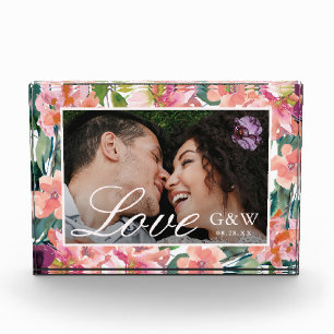 Bloc Photo Jolie aquarelle florale avec photo de monogrammes