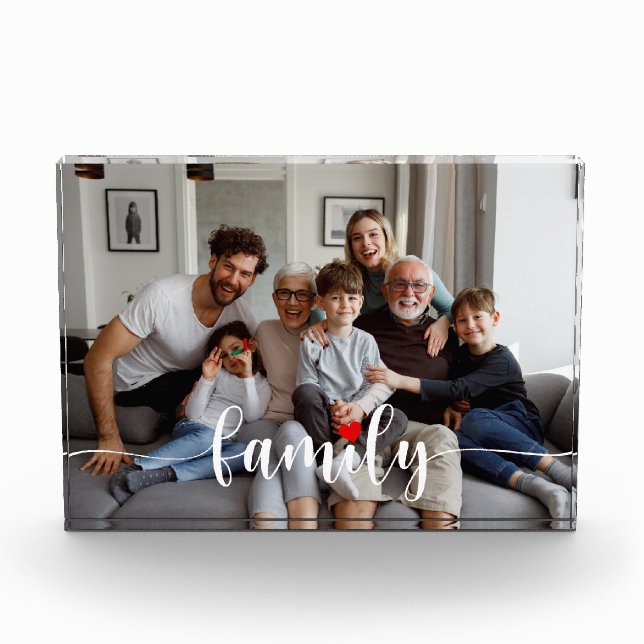 Bloc Photo Jote Family Love White Script personnalisé Horizon (Devant)