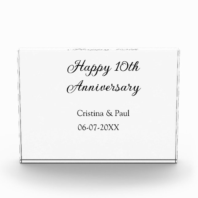Bloc Photo Joyeux 10e anniversaire simple nom de mariage mini (Devant)