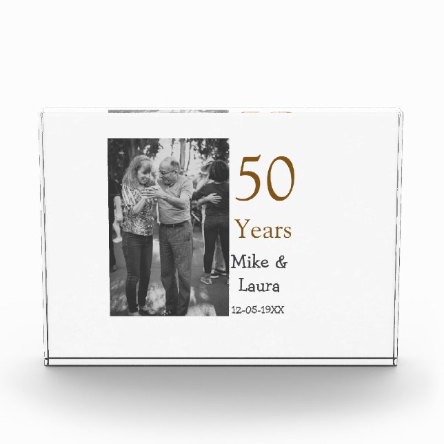 Bloc Photo Joyeux 50e anniversaire nom couple date mariage (Devant)