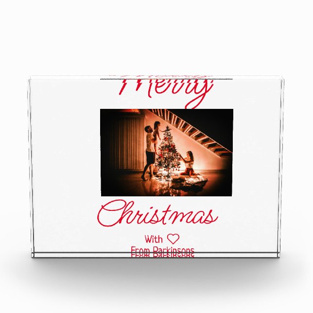 Bloc Photo Joyeux Noël ajouter nom de famille photo rouge sim (Devant)