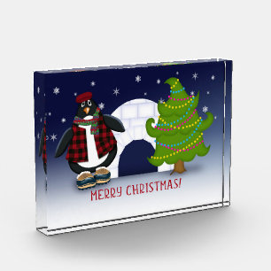 Bloc Photo Joyeux Noël! Pingouin Décor du plateau de vacanc