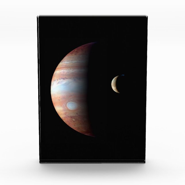Bloc Photo Jupiter Géant Gaz Planète & Io Galilée Lune (Devant)