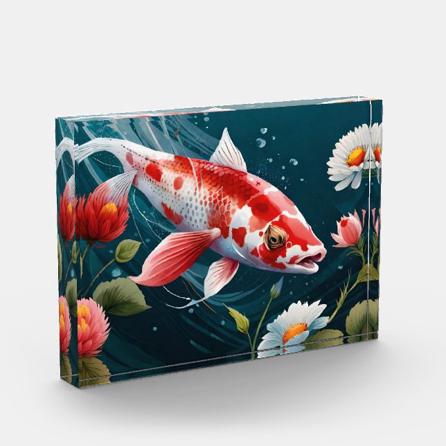 Bloc Photo Koi Fish Taiji Art japonais Koi Poisson Peinture (Gauche)
