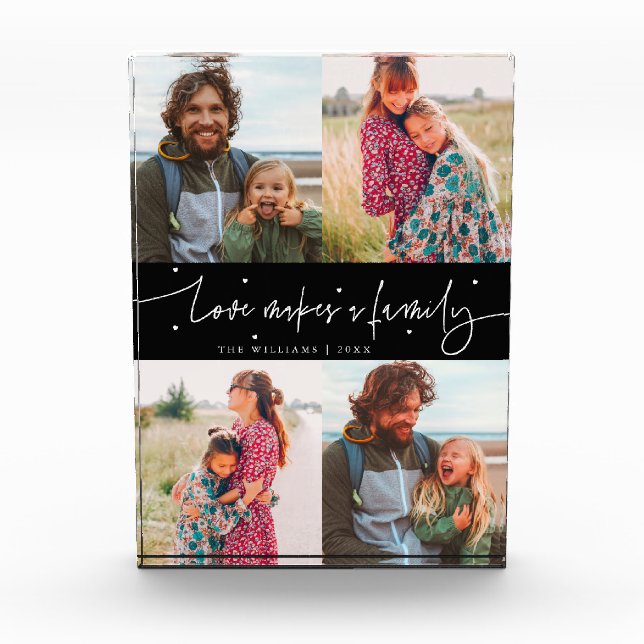 Bloc Photo L'amour fait une famille - Script Moderne Noir (Devant)