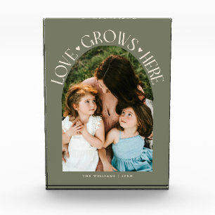 Bloc Photo L'amour grandit ici Moderne Arch Sage Vert
