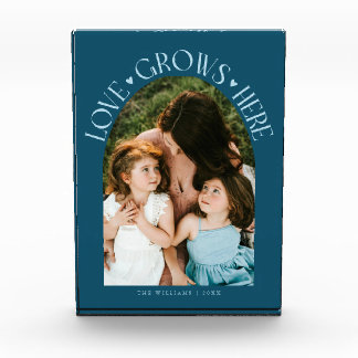 Bloc Photo L'amour grandit ici Moderne Arch Turquoise