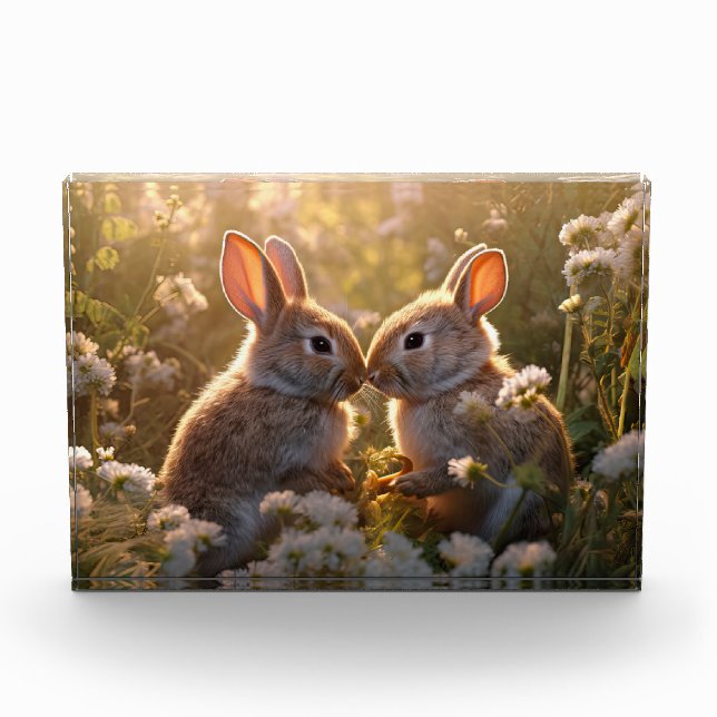 Bloc Photo Lapins Adorables dans le Pré de Printemps Design (Devant)