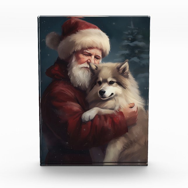 Bloc Photo Lapphund finlandais Noël festif du Père Noël (Devant)