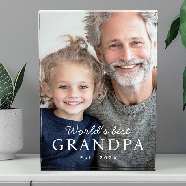 Bloc Photo Le meilleur grand-père du monde l'année dernière (World's best grandpa grandfather est year photo block)