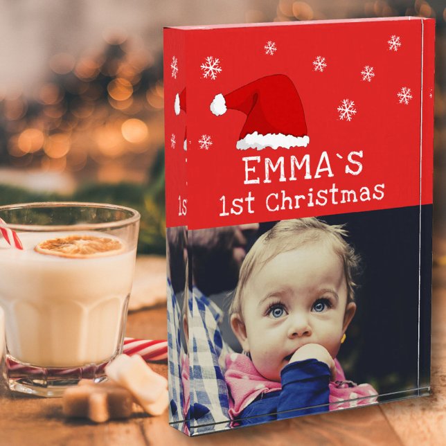 Bloc Photo Le premier flocon de Noël Rouge Père Noël Flocon d (Créateur téléchargé)