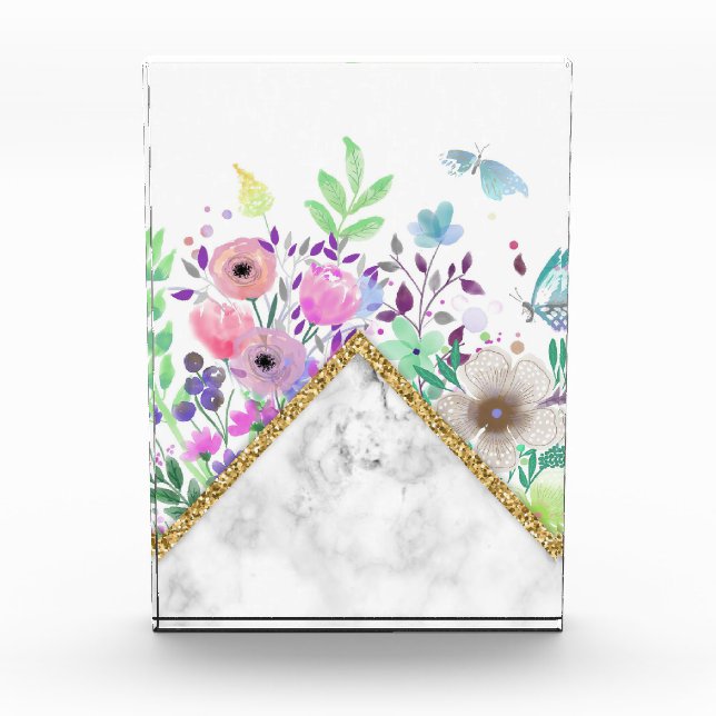 Bloc Photo Lecteur de fleurs | Fleurs d'or minimales (Devant)