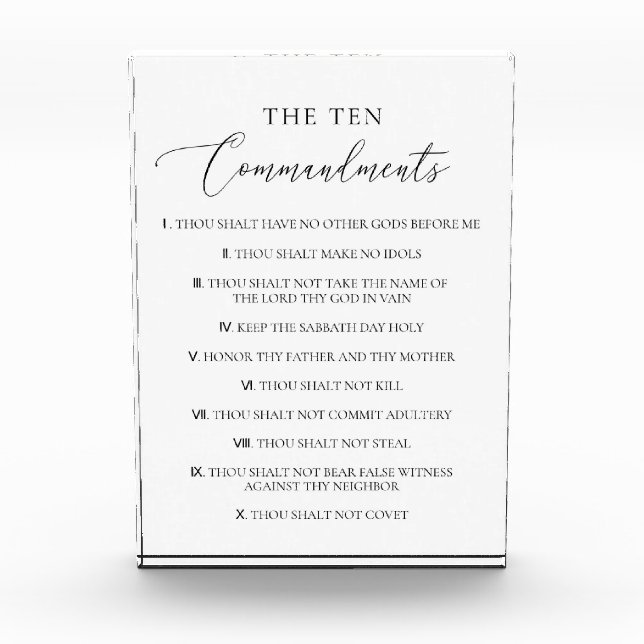 Bloc Photo Les Dix Commandements Bible chrétienne Verse Churc (Devant)