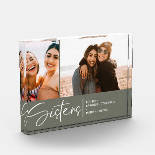 Bloc Photo Les Soeurs modernes gardent deux photos Olive Gree