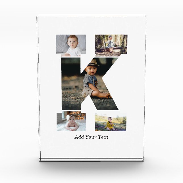 Bloc Photo Lettre noire et blanche K - Collage photo (Devant)