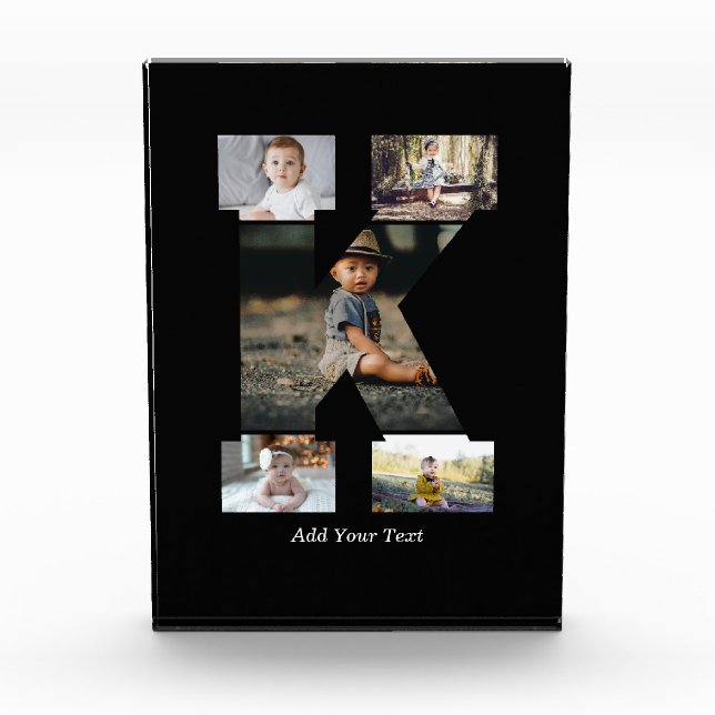 Bloc Photo Lettre noire et blanche K - Collage photo (Devant)