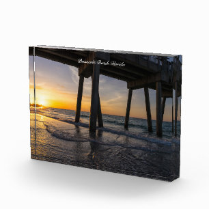 Bloc Photo Lever du soleil doré sous la jetée de Pensacola Ph