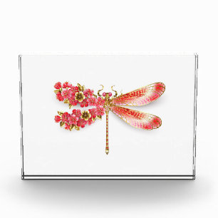 Bloc Photo libellule de fleurs avec sakura de bijoux