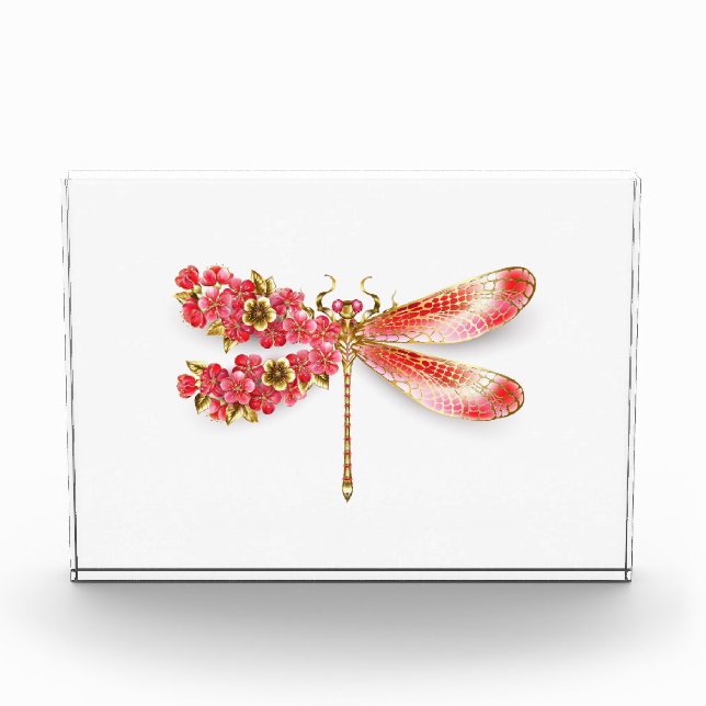 Bloc Photo libellule de fleurs avec sakura de bijoux (Devant)