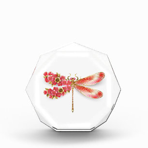 Bloc Photo libellule de fleurs avec sakura de bijoux