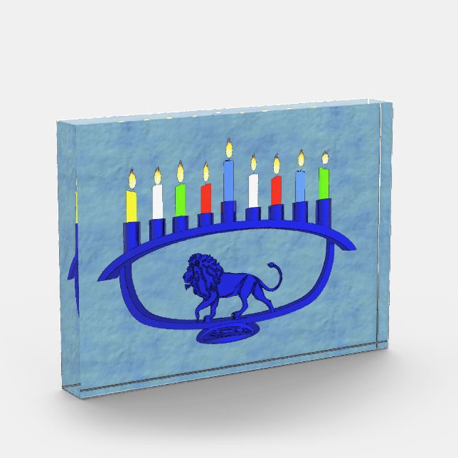 Bloc Photo Lion bleu Menorah (Gauche)