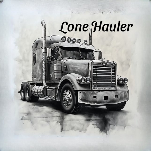 Bloc Photo "Lone Hauler - Bold Charcoal Bobtail Truck Art Pri (Créateur téléchargé)