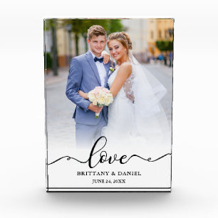 Bloc Photo Love Elegant Black Script Bride Mariage de chambre