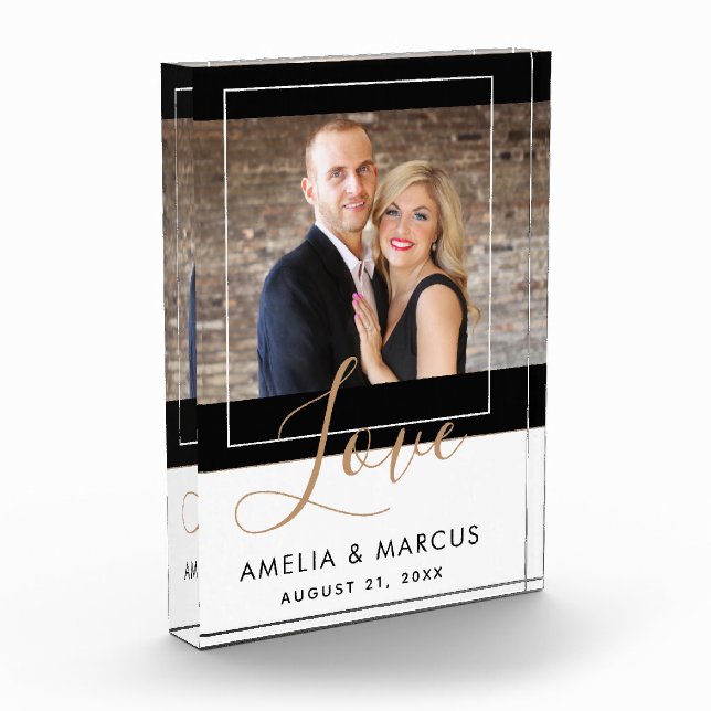 Bloc Photo Love Elegant Script Bride Groom Mariage Keepsaké (Gauche)