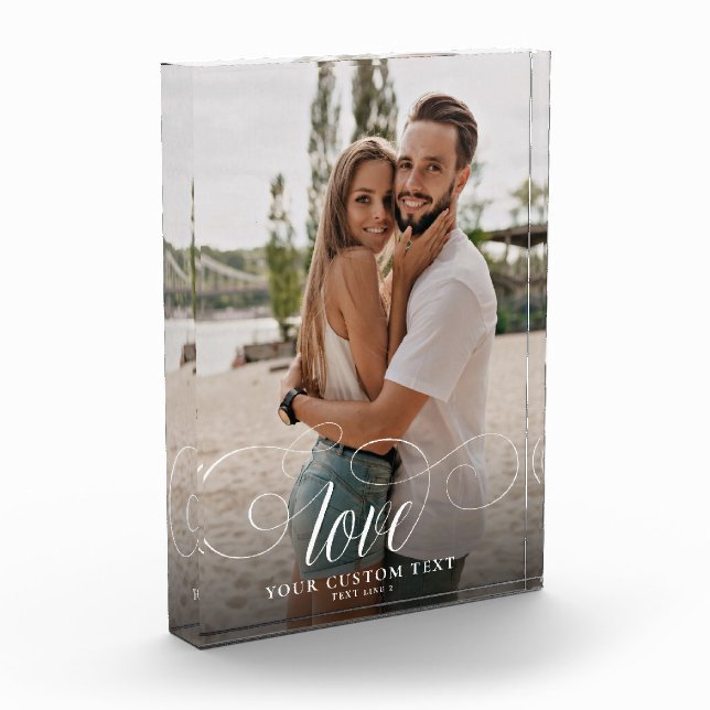 Bloc Photo LOVE Élégante calligraphie Simple Mariage en coupl (Gauche)