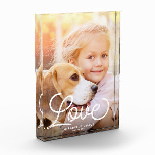 Bloc Photo LOVE Moderne Calligraphie Simple Family Keepsaké