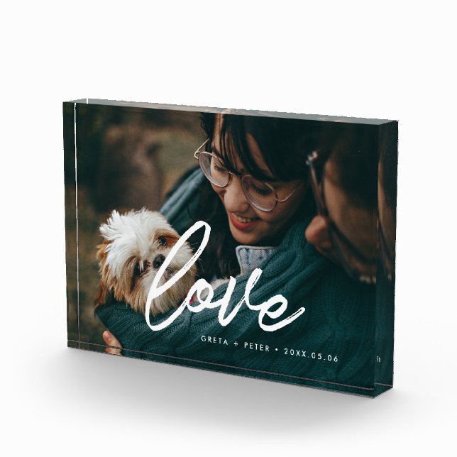 Bloc Photo Love moderne typographie superposition couple (Droite)