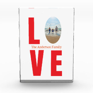 Bloc Photo Love rouge famille photo ovale forme moderne simpl