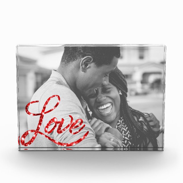 Bloc Photo Love Script | Red Parties scintillant Moderne Call (Devant)