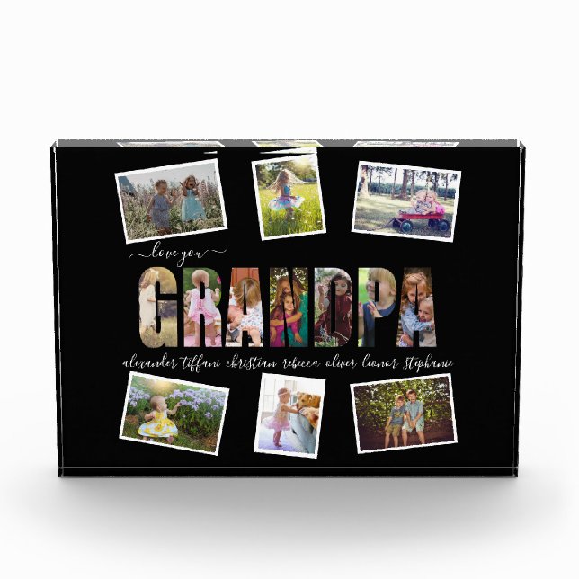 Bloc Photo Love You Grandpa Photo Collage Lettres Pic Block (Devant)