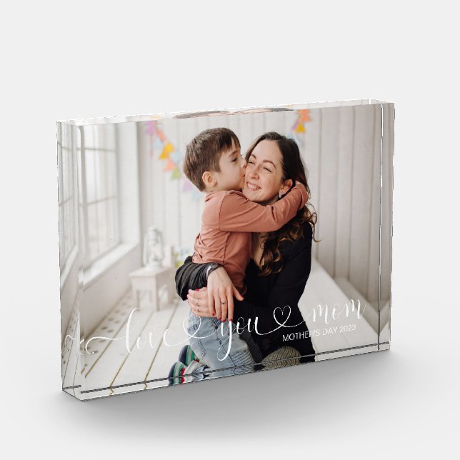 Bloc Photo Love You Mom Personnalisable Photo Block 5x7 (Gauche)