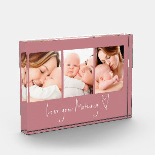Bloc Photo Love You Mommy Script Heart 3 Photos Dusty Rose