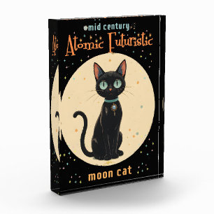 Bloc Photo Lune de chat noir atomique futuriste avec texte