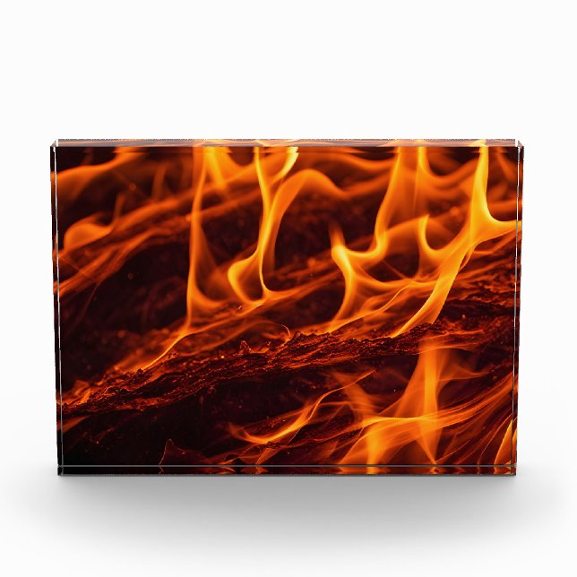 Bloc Photo Macro de flamme de feu dans la cheminée (Devant)
