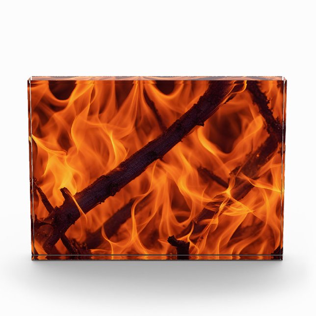 Bloc Photo Macro de flamme de feu dans la cheminée (Devant)