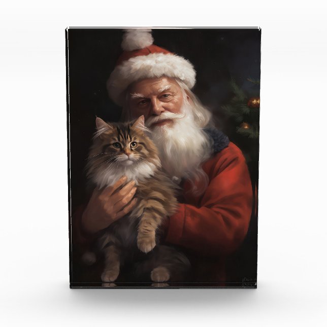 Bloc Photo Maine Coon avec Noël Festif du Père Noël (Devant)