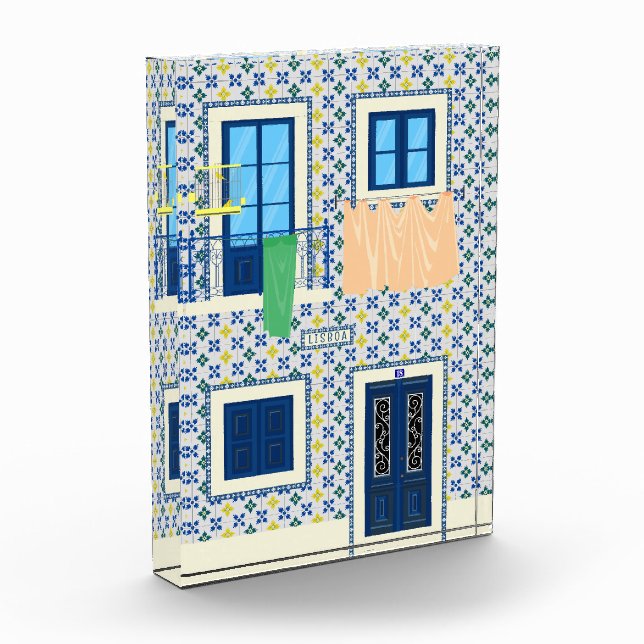 Bloc Photo Maison portugaise de Lisbonne avec tuiles et oisea (Gauche)