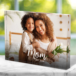 Bloc Photo Maman Date établie personnalisée écriture blanche
