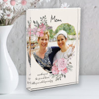 Maman Rose Floral Or Coeur géométrique en forme de