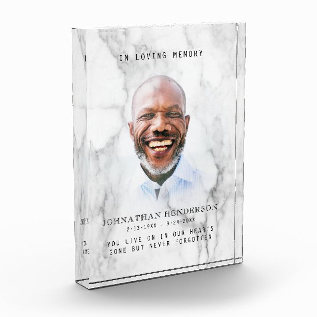 Bloc Photo Marbre blanc Moderne En Mémoire Amoureuse Hommage  (Gauche)