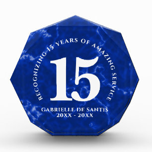 Bloc Photo Marbre Bleu Élégant 15 Anniversaire Du Travail