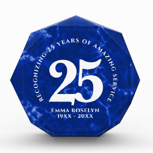 Bloc Photo Marbre Bleu Élégant 25 Anniversaire Du Travail