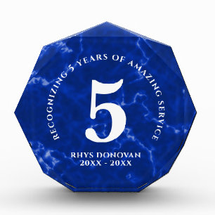 Bloc Photo Marbre Bleu Élégant 5 ans de travail Anniversaire