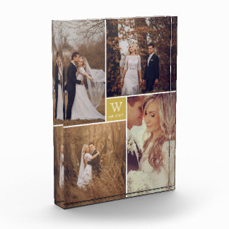 Bloc Photo Mariage Carré moderne Monogramme Collage Photo Blo