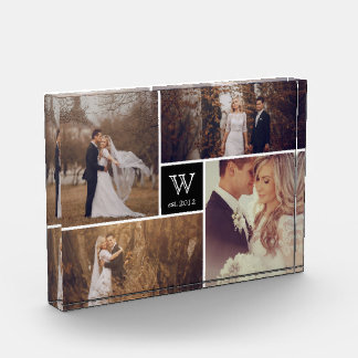 Bloc Photo Mariage Carré moderne Monogramme Photo Collage