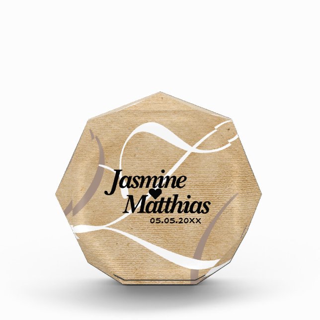 Bloc Photo Mariage de Burlap Vintage rustique (Devant)